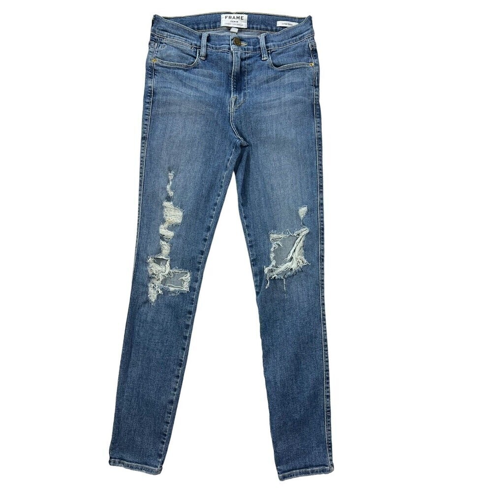Frame Denim‎ Le High Blue Stretch Skinny Distressed LHSK899 Size 26